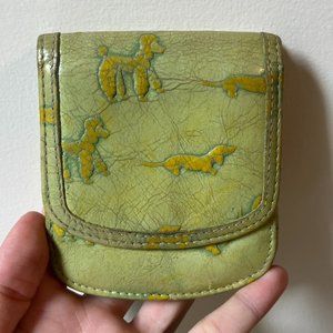 Genuine Italian Leather Taxi Wallet with Green Poodle and Dachshund Print